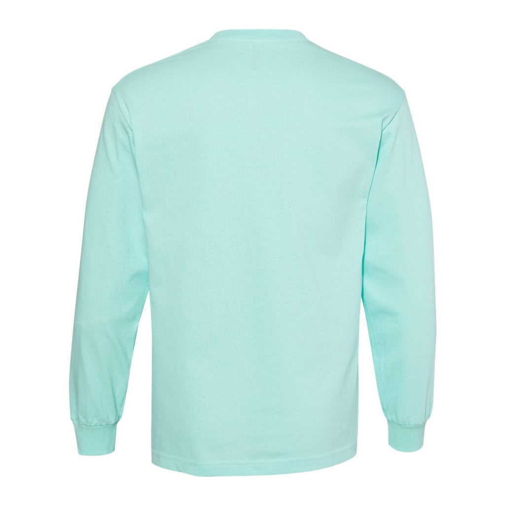 American Apparel Unisex Heavyweight Cotton Long Sleeve Tee - Celadon - Back