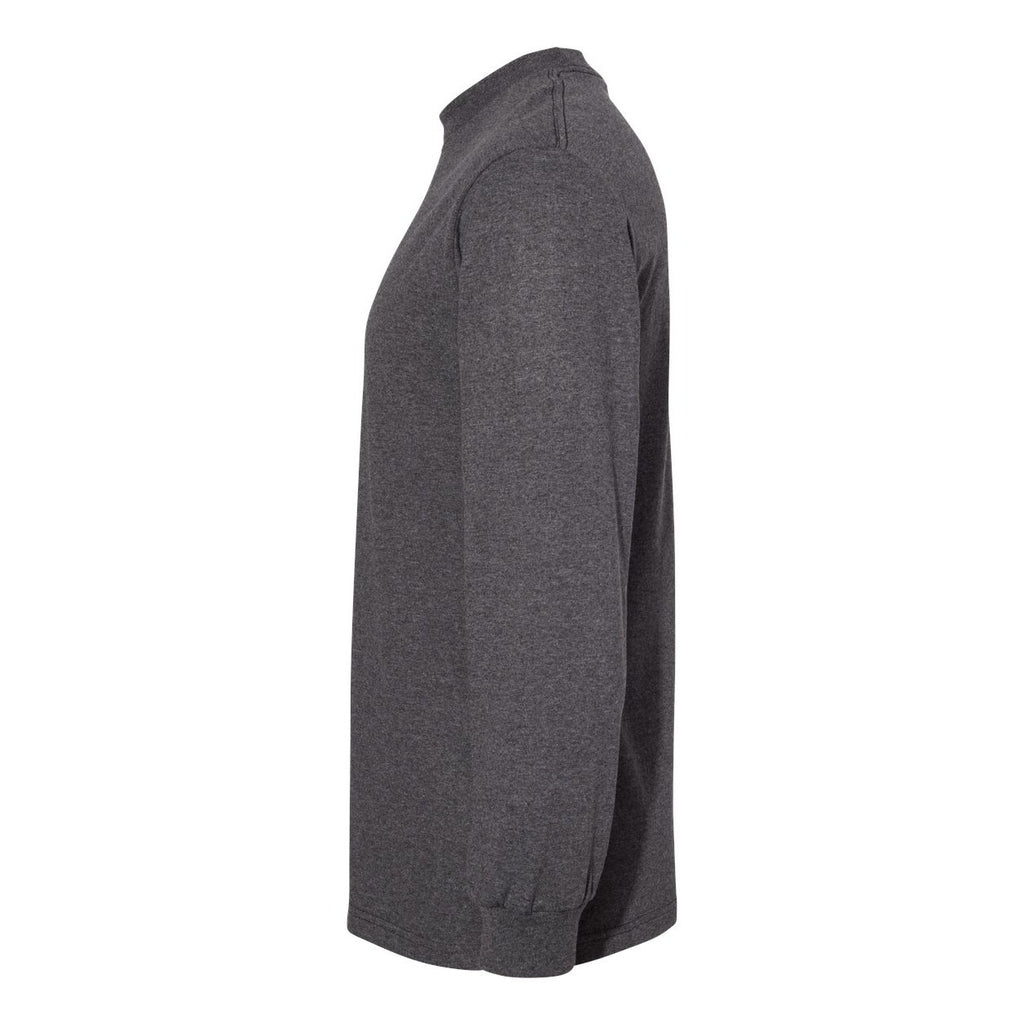 American Apparel Unisex Heavyweight Cotton Long Sleeve Tee - Heather Charcoal - Direct Side