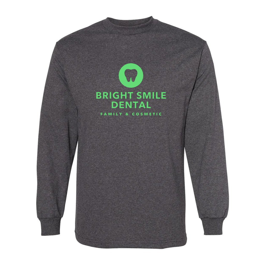 American Apparel Unisex Heavyweight Cotton Long Sleeve Tee - Heather Charcoal - Front
