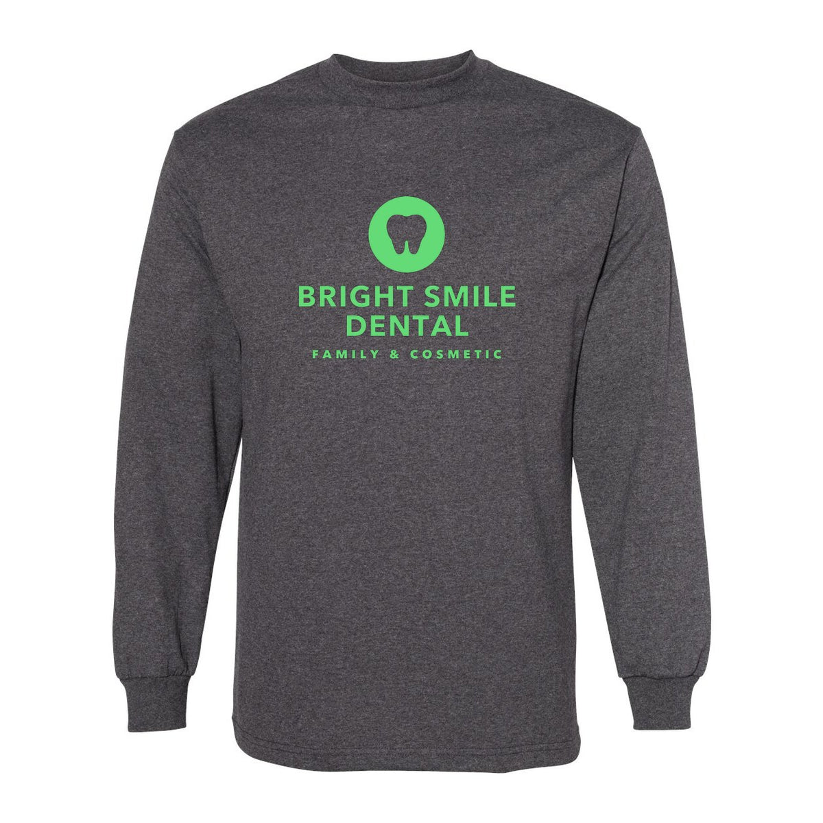 American Apparel Unisex Heavyweight Cotton Long Sleeve Tee - Heather Charcoal - Front