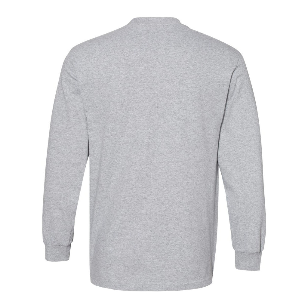 American Apparel Unisex Heavyweight Cotton Long Sleeve Tee - Heather Grey - Back
