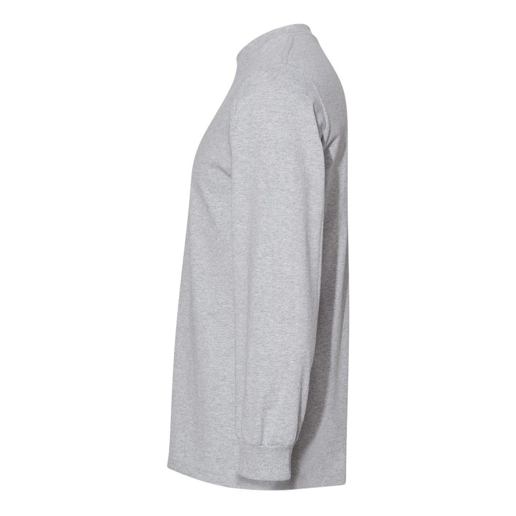 American Apparel Unisex Heavyweight Cotton Long Sleeve Tee - Heather Grey - Direct Side