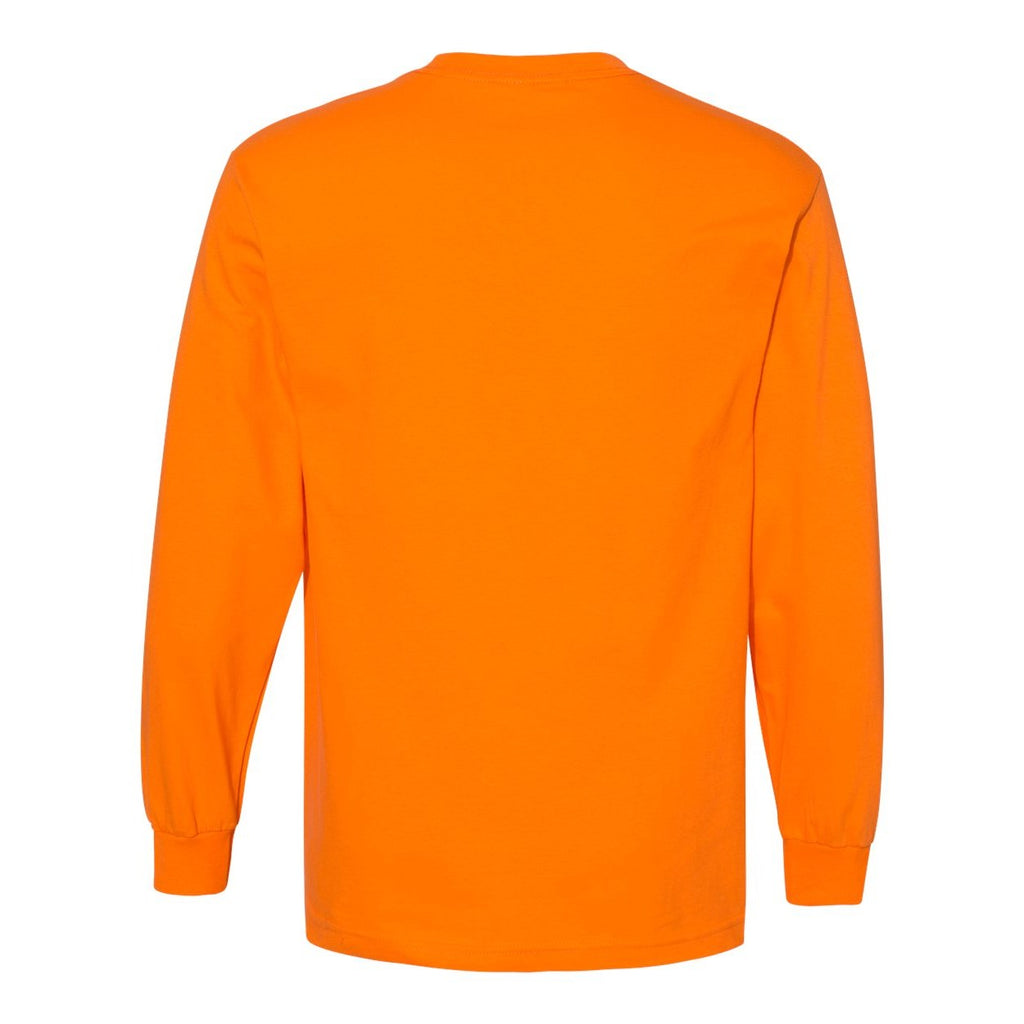 American Apparel Unisex Heavyweight Cotton Long Sleeve Tee - Orange - Back