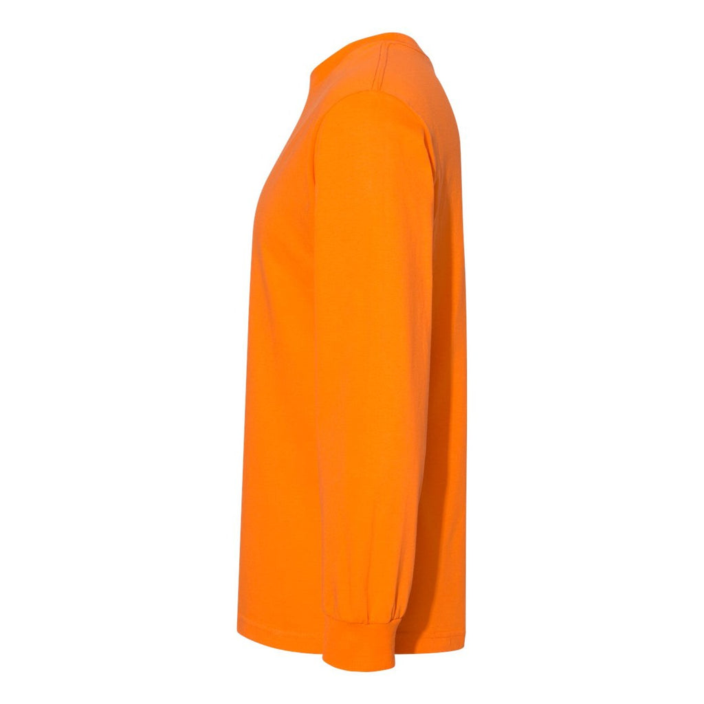 American Apparel Unisex Heavyweight Cotton Long Sleeve Tee - Orange - Direct Side