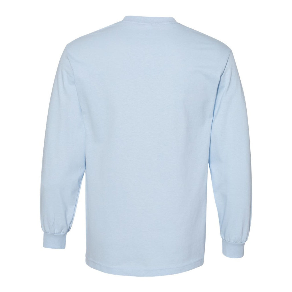 American Apparel Unisex Heavyweight Cotton Long Sleeve Tee - Powder Blue - Back