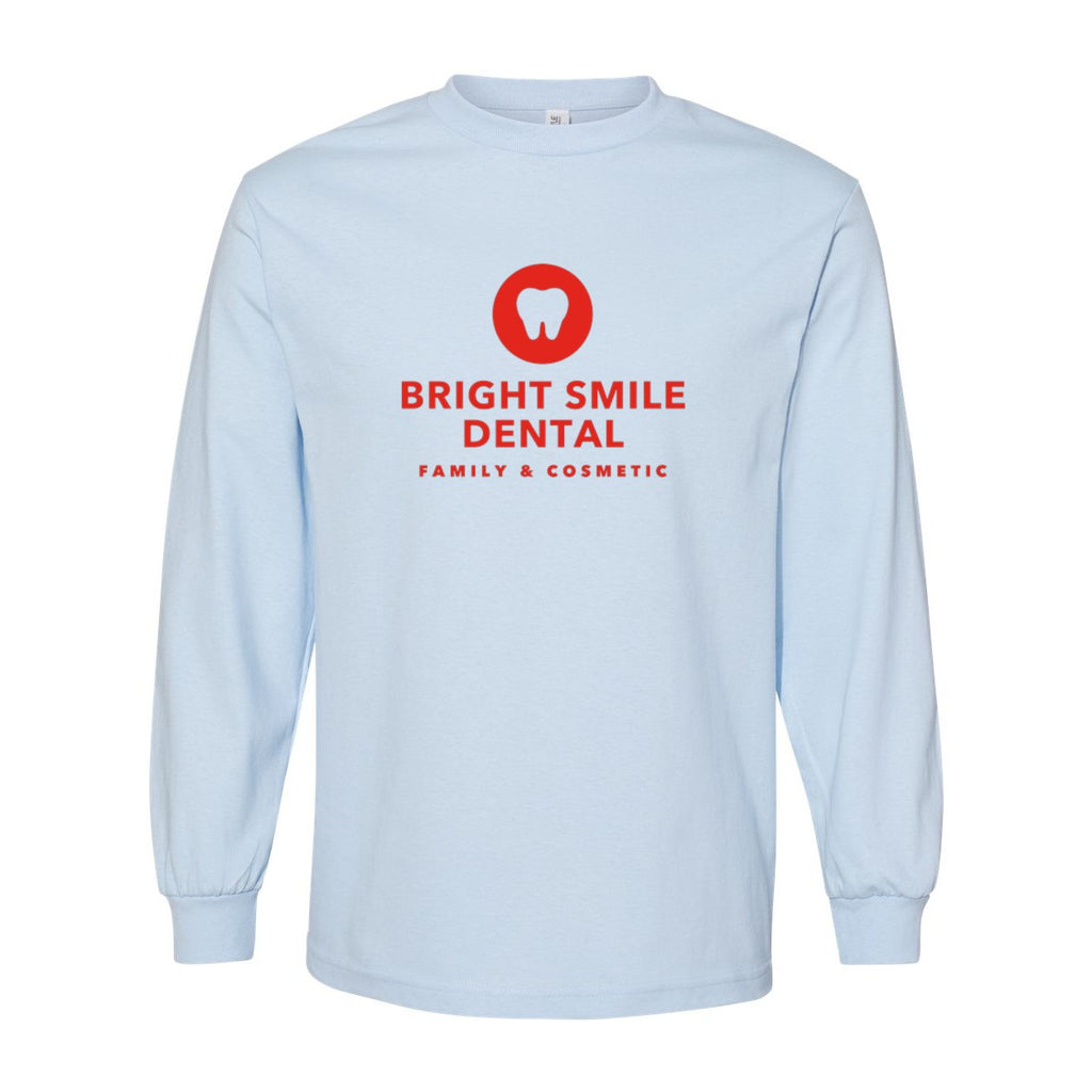 American Apparel Unisex Heavyweight Cotton Long Sleeve Tee - Powder Blue - Front