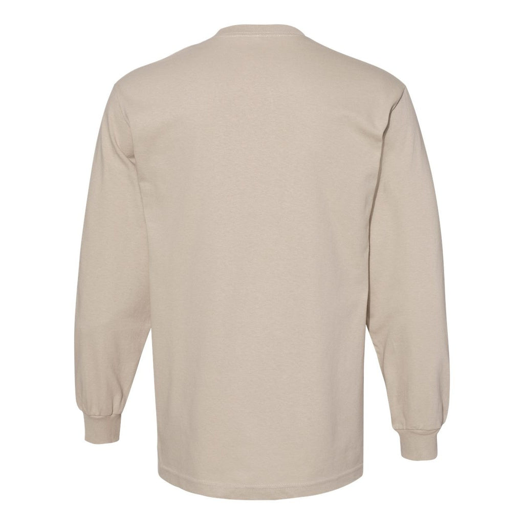 American Apparel Unisex Heavyweight Cotton Long Sleeve Tee - Sand - Back