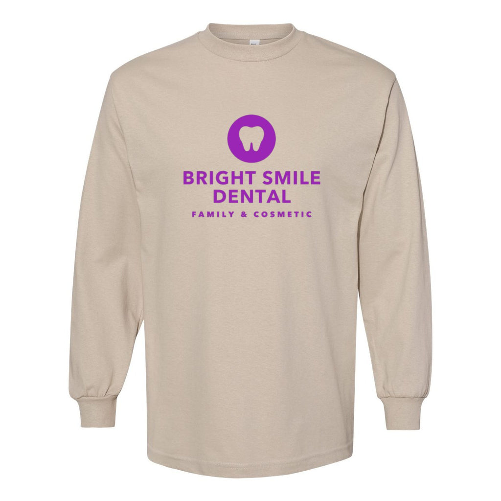 American Apparel Unisex Heavyweight Cotton Long Sleeve Tee - Sand - Front