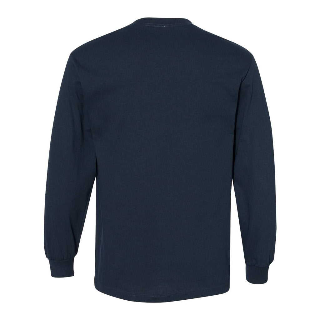 American Apparel Unisex Heavyweight Cotton Long Sleeve Tee - True Navy - Back