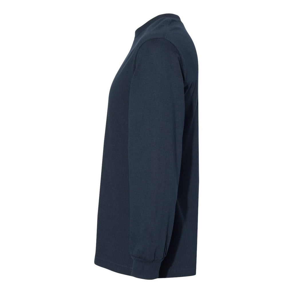American Apparel Unisex Heavyweight Cotton Long Sleeve Tee - True Navy - Direct Side
