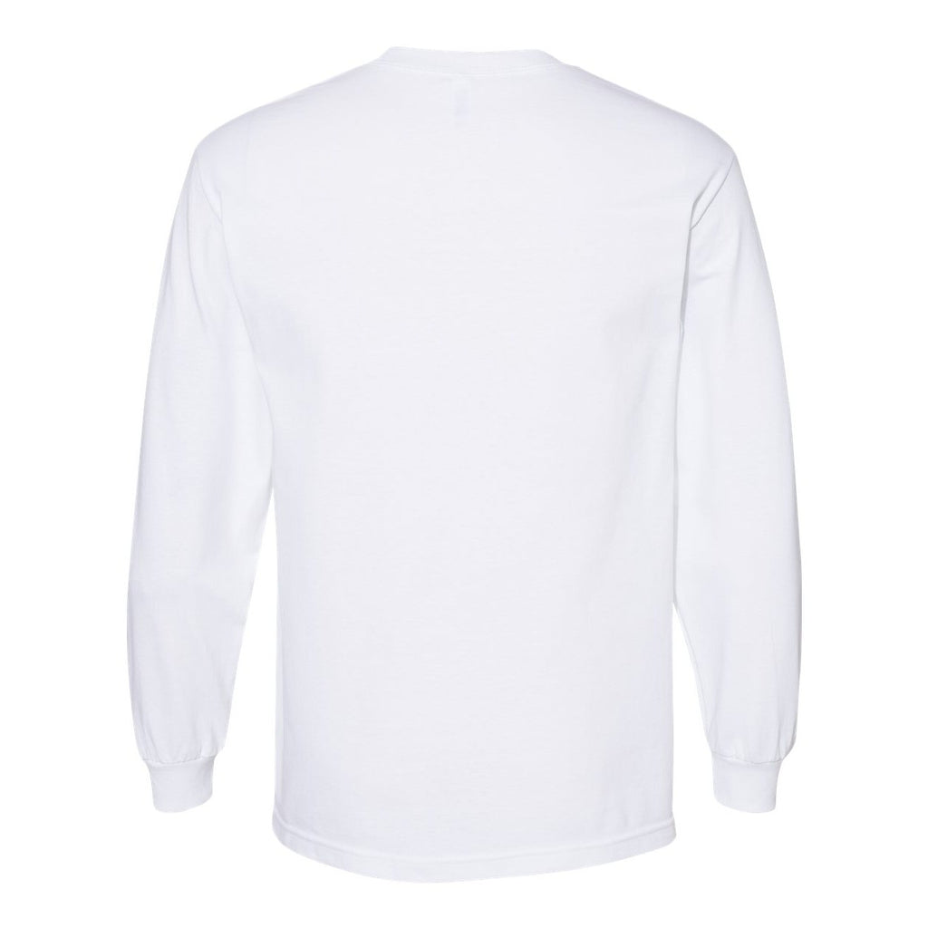 American Apparel Unisex Heavyweight Cotton Long Sleeve Tee - White - Back