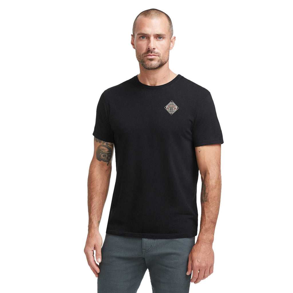 American Giant Classic Cotton Crew Tee for Men Transfer - Black - Front On Model 2