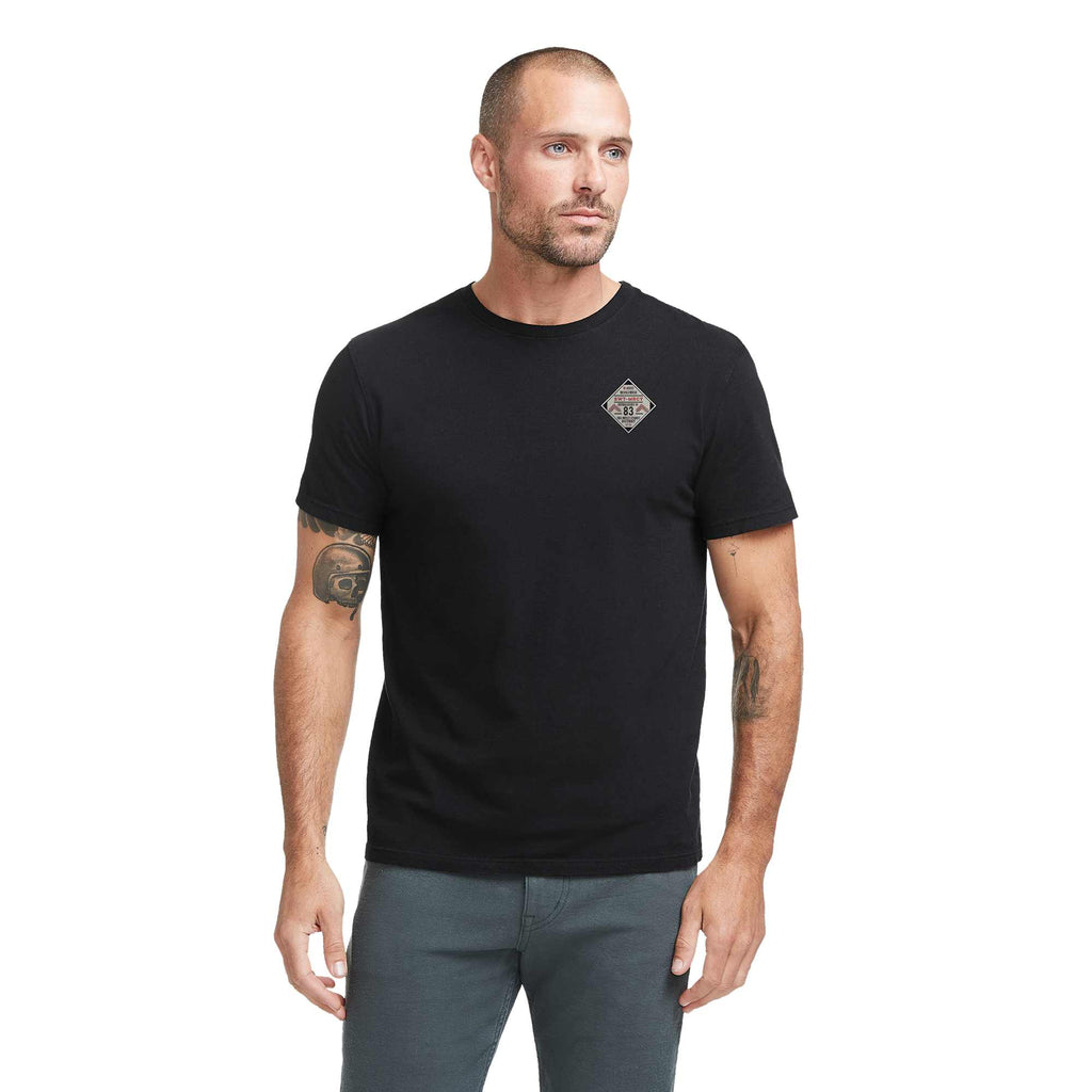 American Giant Classic Cotton Crew Tee for Men Transfer - Black - Front On Model 3