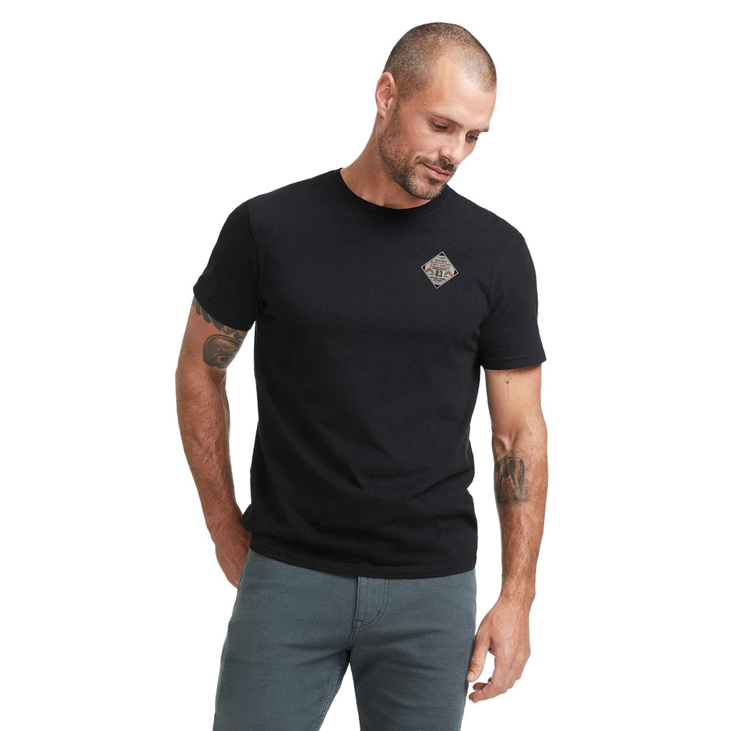 American Giant Classic Cotton Crew Tee for Men Transfer - Black - Front On Model