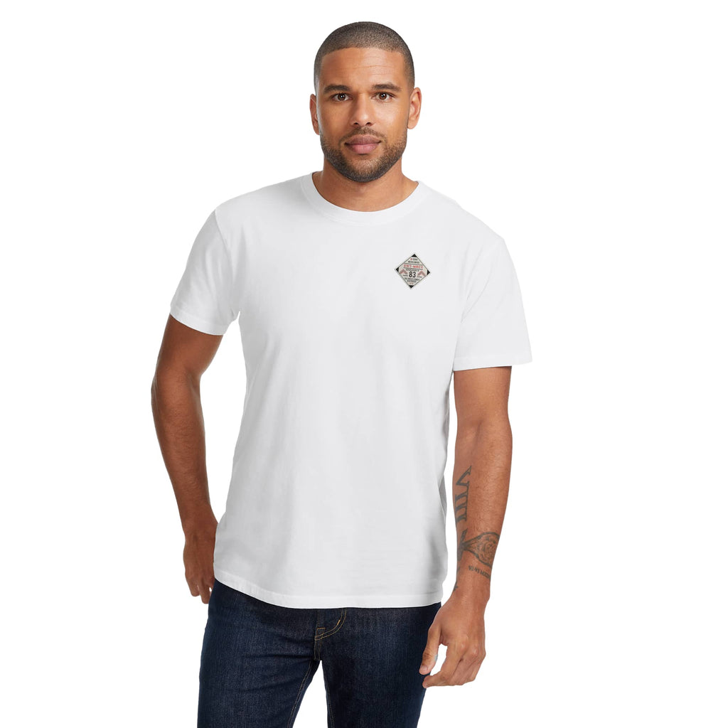 American Giant Classic Cotton Crew Tee for Men Transfer - White - Front On Model