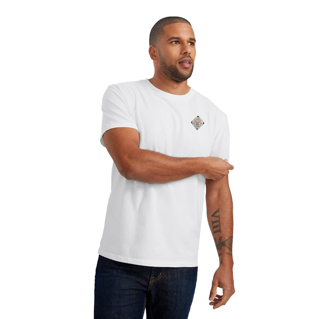 American Giant Classic Cotton Crew Tee for Men Transfer - White - Right Angle On Model