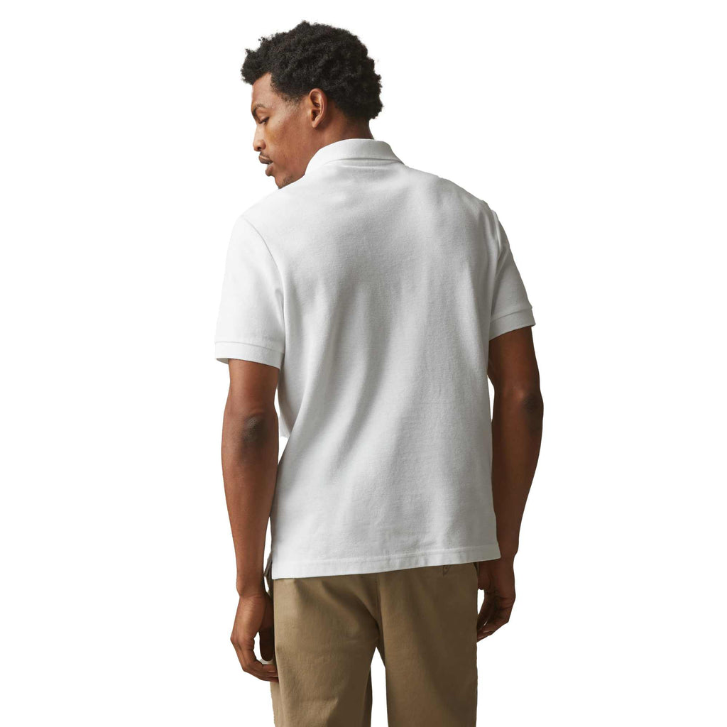 American Giant Classic Cotton Pique Polo for Men Embroidery - White - On Model Back