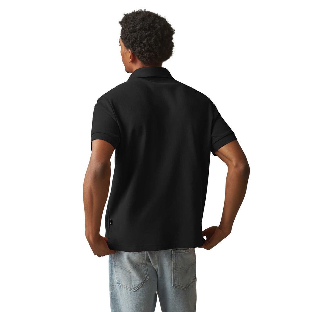 American Giant Classic Cotton Pique Polo for Men Transfer - Black - On Model Back