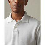 American Giant Classic Cotton Pique Polo for Men Transfer - White - On Model Detail 2