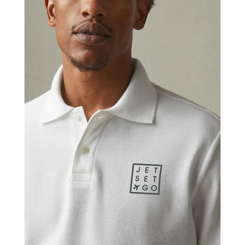 American Giant Classic Cotton Pique Polo for Men Transfer - White - On Model Detail