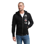 American Giant Classic Heavyweight Full Zip Hoodie for Men Embroidery - Black - Front On Model