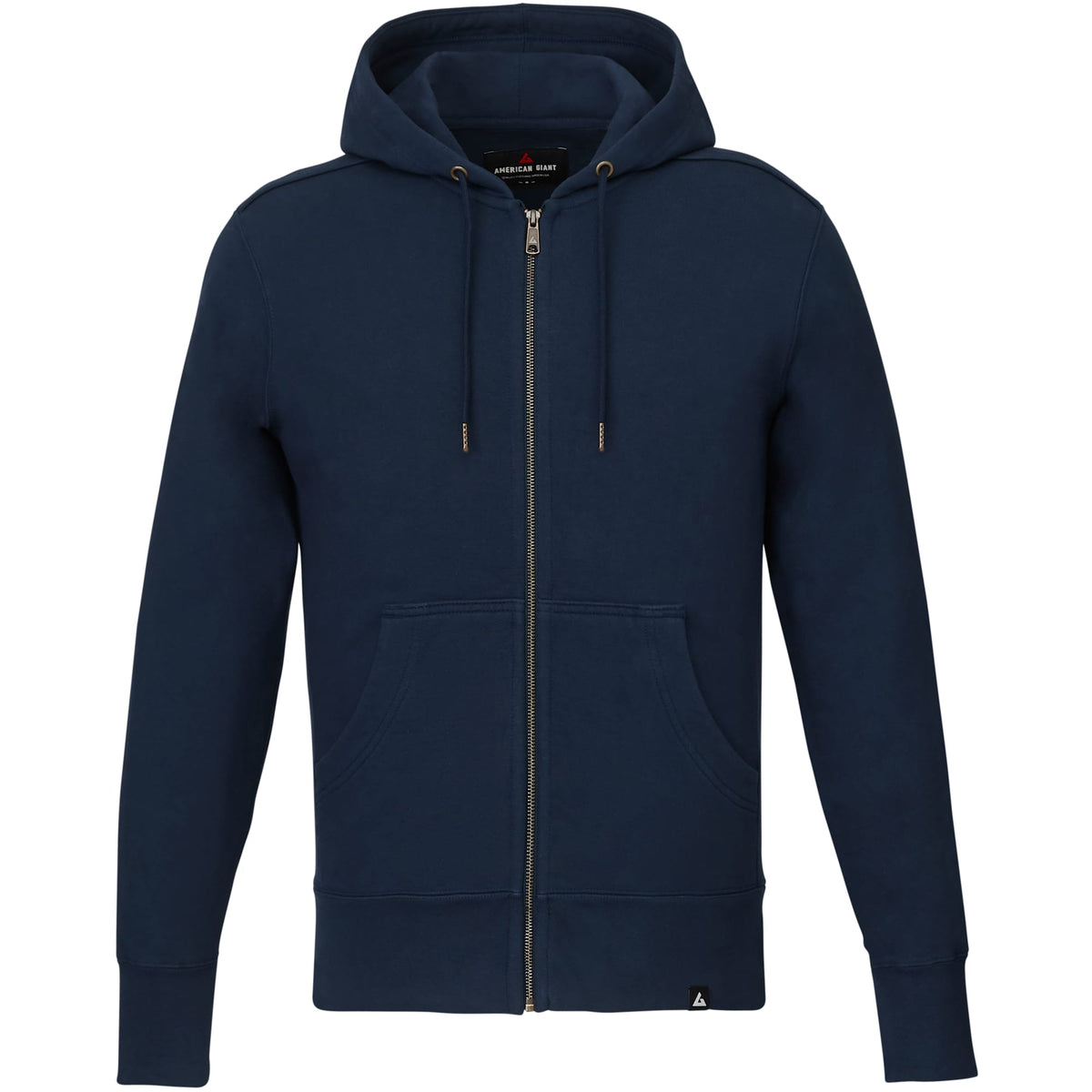 American Giant Classic Heavyweight Full Zip Hoodie for Men Embroidery - Polo Blue - Front