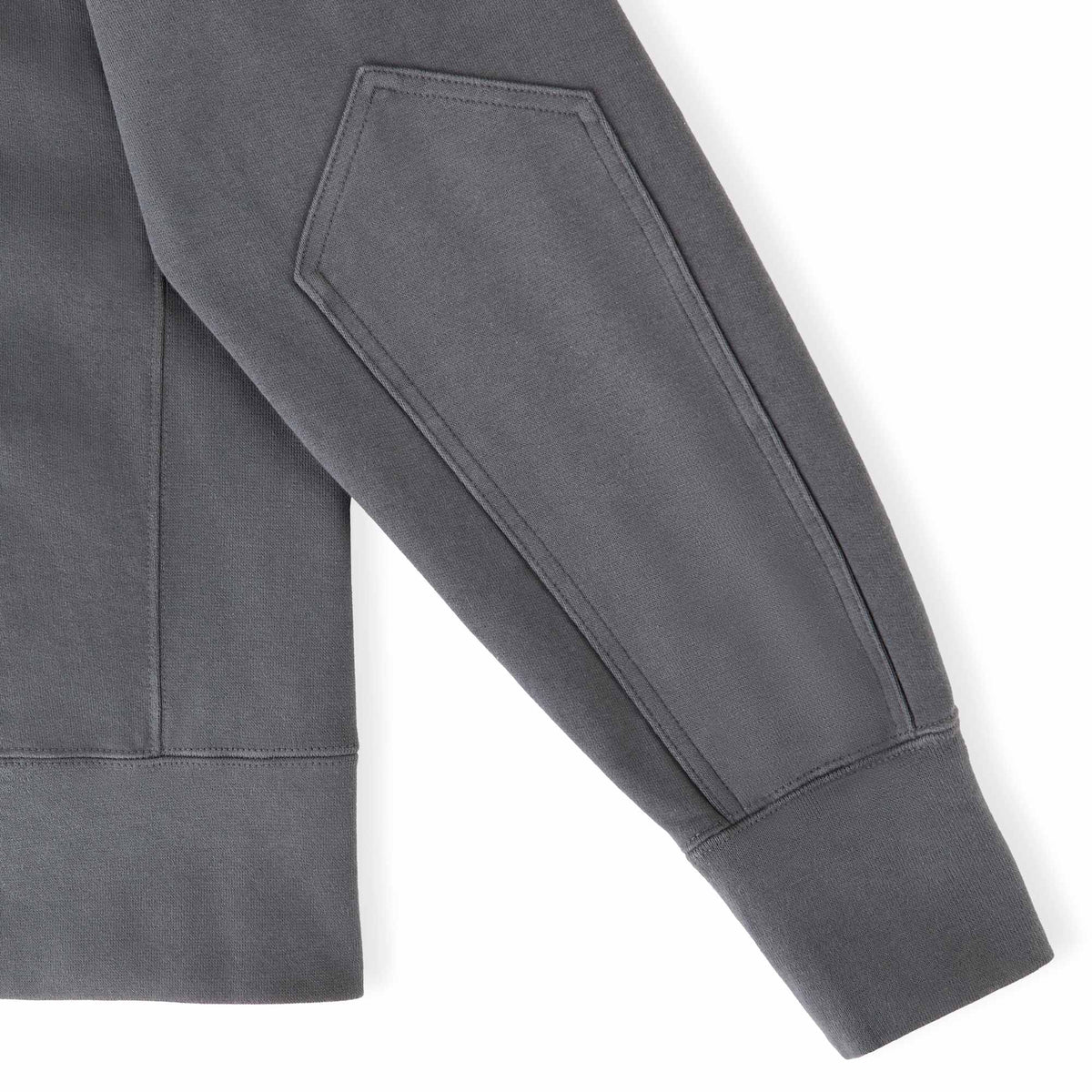 American Giant Classic Heavyweight Full Zip Hoodie for Men Transfer - Steel Grey - Elbow Detail