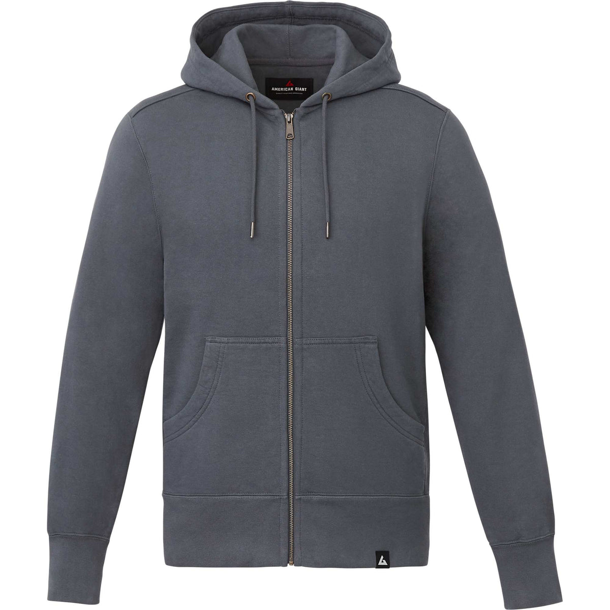 American Giant Classic Heavyweight Full Zip Hoodie for Men Transfer - Steel Grey - Front