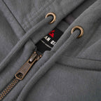 American Giant Classic Heavyweight Full Zip Hoodie for Men Transfer - Steel Grey - Metal Aglets Detail
