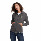 American Giant Classic Heavyweight Full Zip Hoodie for Women Embroidery - Steel Grey - Front On Model