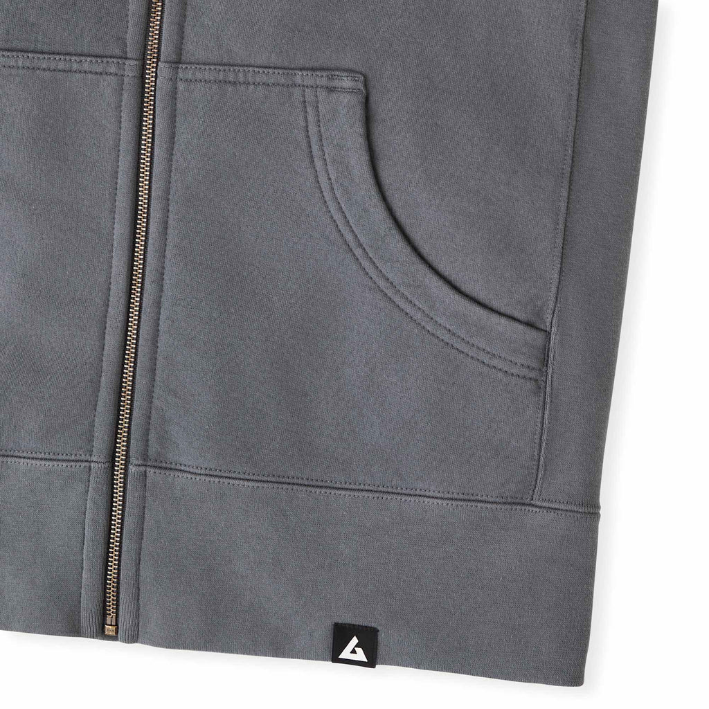 American Giant Classic Heavyweight Full Zip Hoodie for Women Embroidery - Steel Grey - Hem Detail