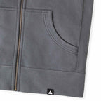 American Giant Classic Heavyweight Full Zip Hoodie for Women Embroidery - Steel Grey - Hem Detail