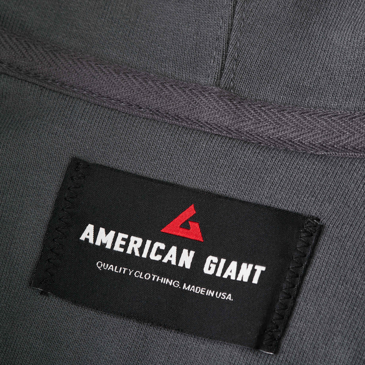 American Giant Classic Heavyweight Full Zip Hoodie for Women Embroidery - Steel Grey - Herringbone Detail