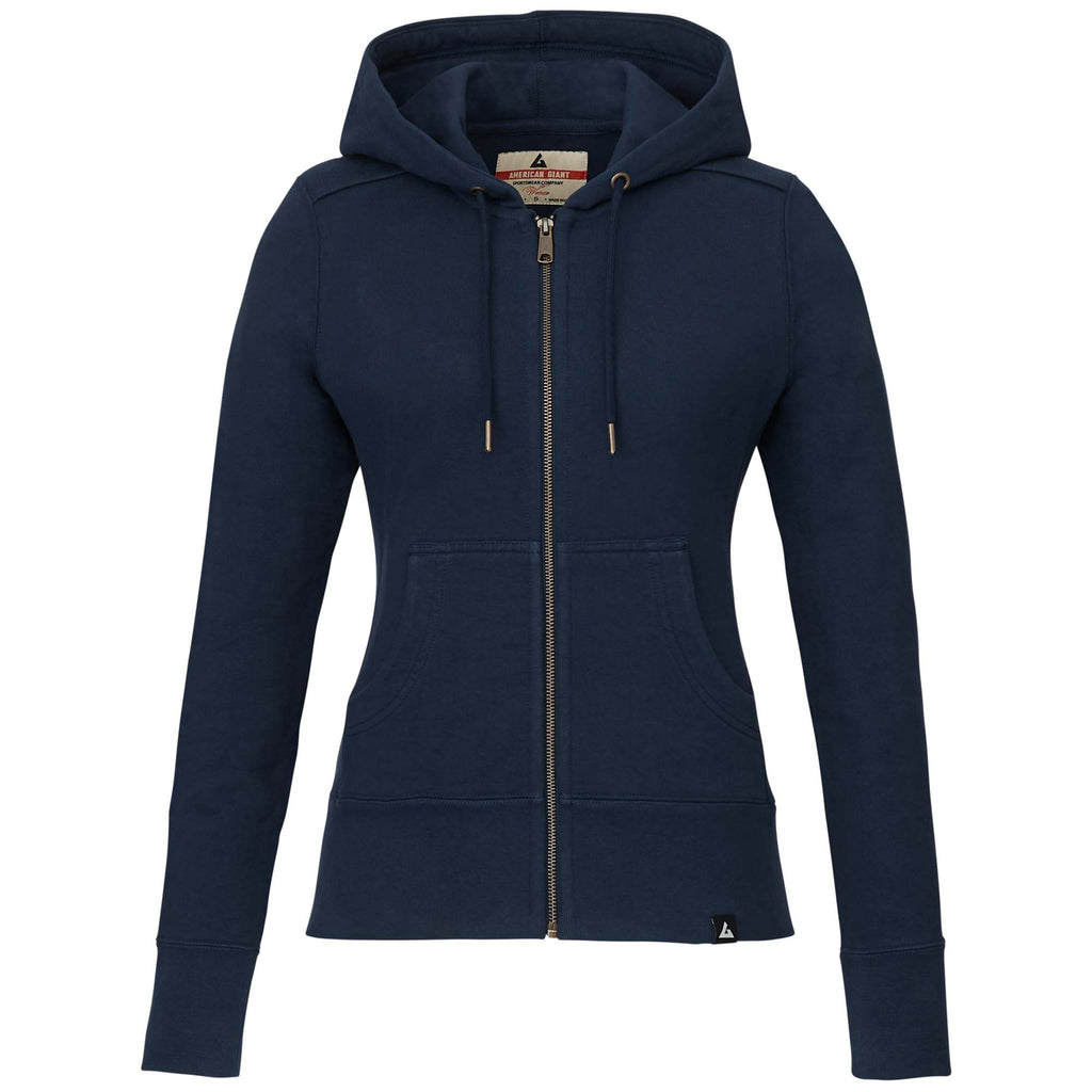 American Giant Classic Heavyweight Full Zip Hoodie for Women Transfer - Polo Blue - Front