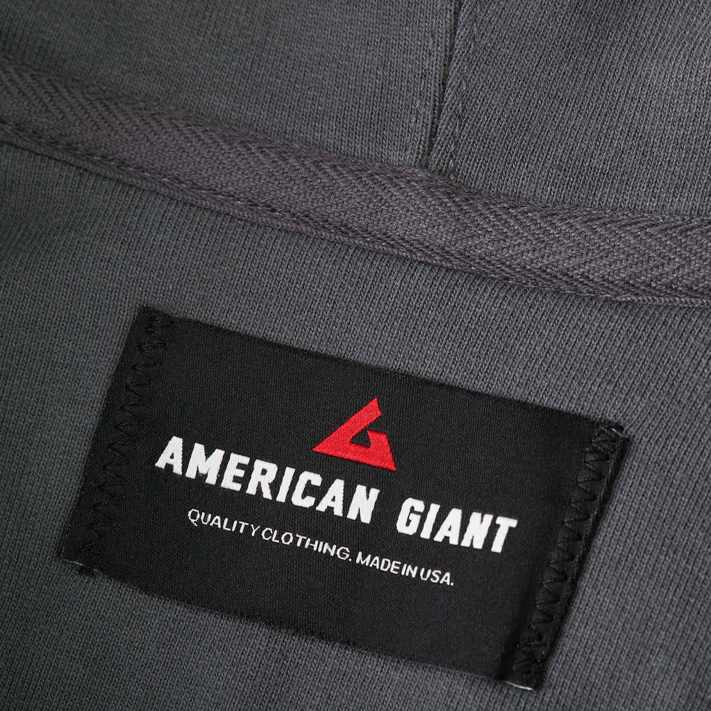 American Giant Classic Heavyweight Full Zip Hoodie for Women Transfer - Steel Grey - Herringbone Detail