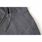 American Giant Classic Heavyweight Full Zip Hoodie for Women Transfer - Steel Grey - Shoulder Detail 2