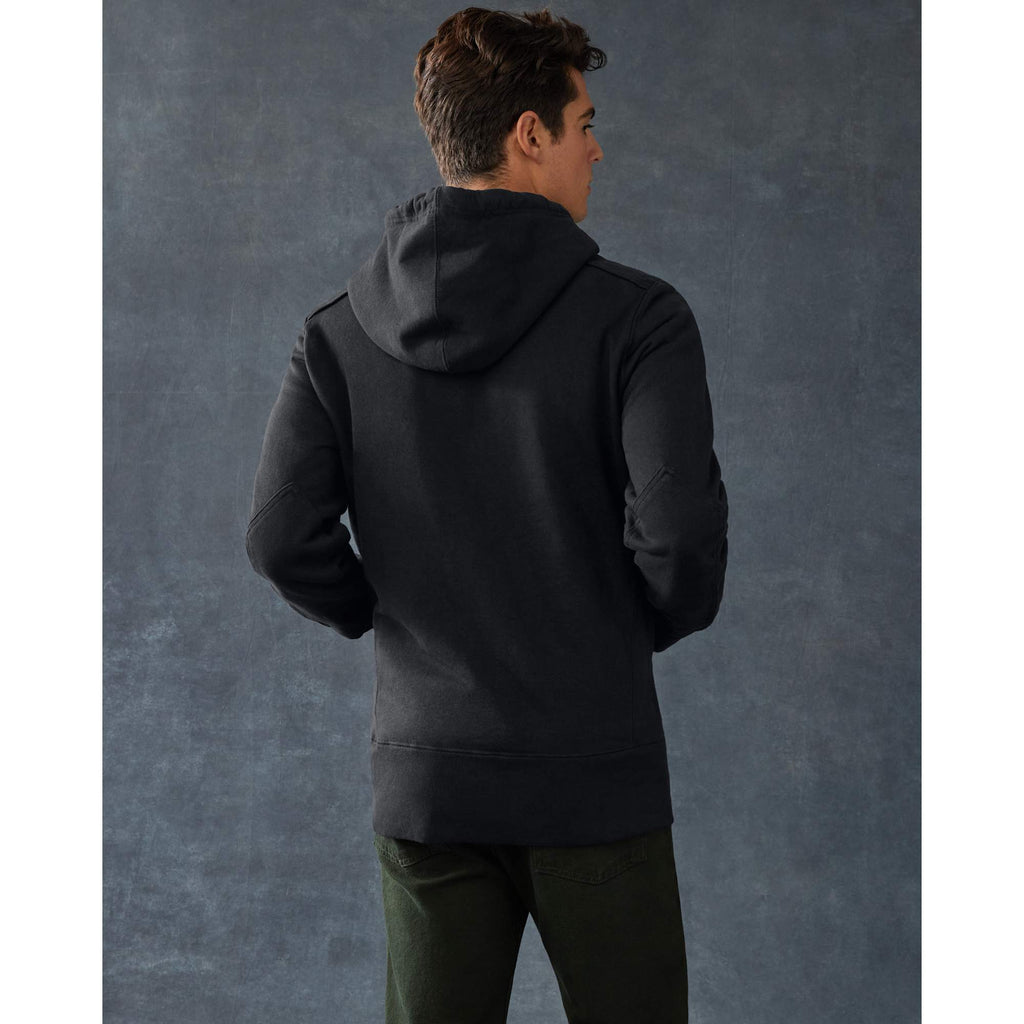 American Giant Classic Heavyweight Pullover Hoodie for Men Embroidery - Black - Back On Model