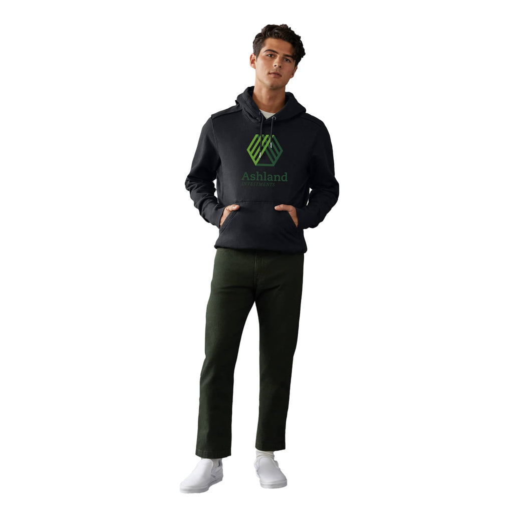 American Giant Classic Heavyweight Pullover Hoodie for Men Embroidery - Black - Front On Model 2
