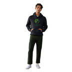 American Giant Classic Heavyweight Pullover Hoodie for Men Embroidery - Black - Front On Model 2