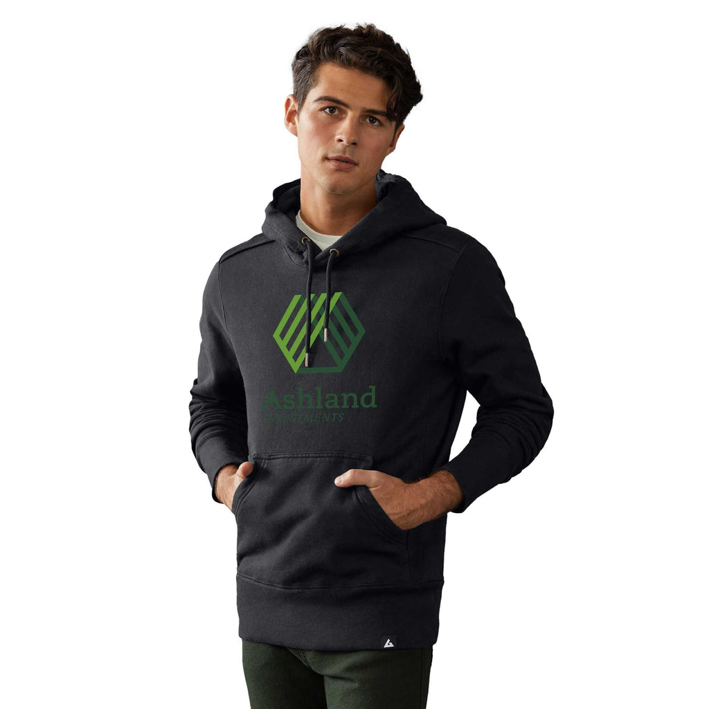 American Giant Classic Heavyweight Pullover Hoodie for Men Embroidery - Black - Front On Model