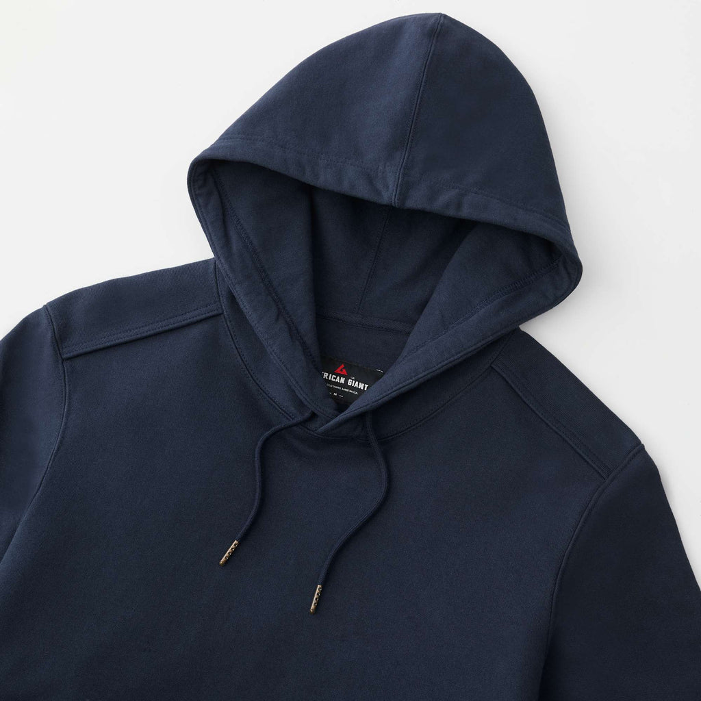 American Giant Classic Heavyweight Pullover Hoodie for Men Embroidery - Polo Blue - Detail