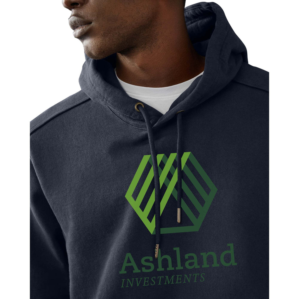 American Giant Classic Heavyweight Pullover Hoodie for Men Embroidery - Polo Blue - Front On Model 2