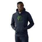 American Giant Classic Heavyweight Pullover Hoodie for Men Embroidery - Polo Blue - Front On Model 4