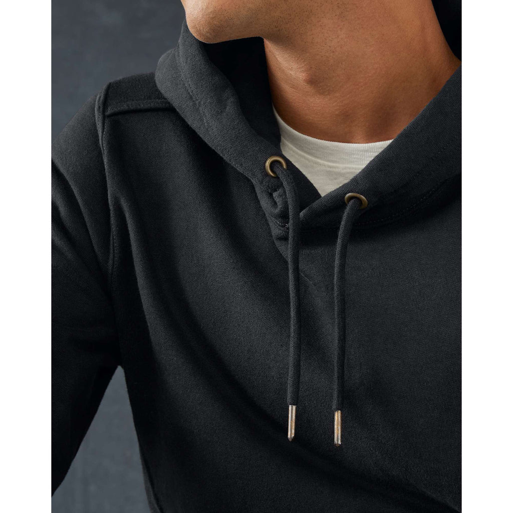 American Giant Classic Heavyweight Pullover Hoodie for Men Transfer - Black - Front On Model 4