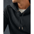 American Giant Classic Heavyweight Pullover Hoodie for Men Transfer - Black - Front On Model 4