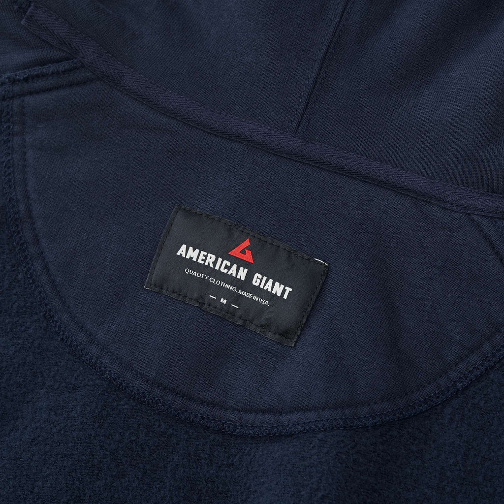 American Giant Classic Heavyweight Pullover Hoodie for Men Transfer - Polo Blue - Detail 4