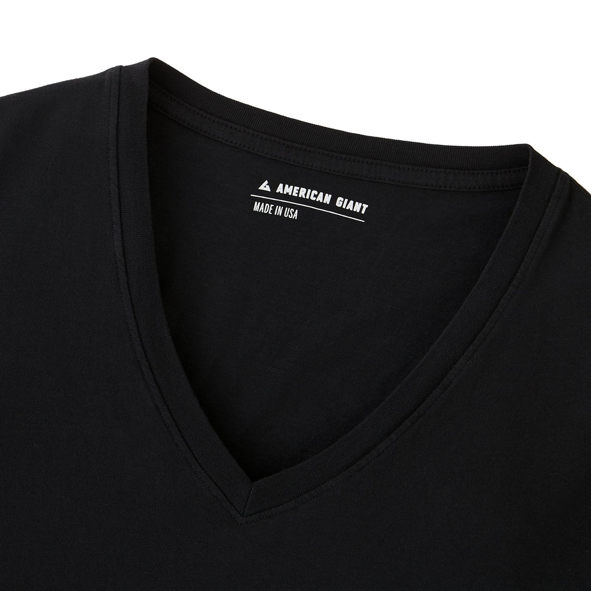 American Giant Classic V-Neck Tee in Supima Cotton for Women Transfer - Black - Collar Detail