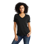 American Giant Classic V-Neck Tee in Supima Cotton for Women Transfer - Black - Front On Model