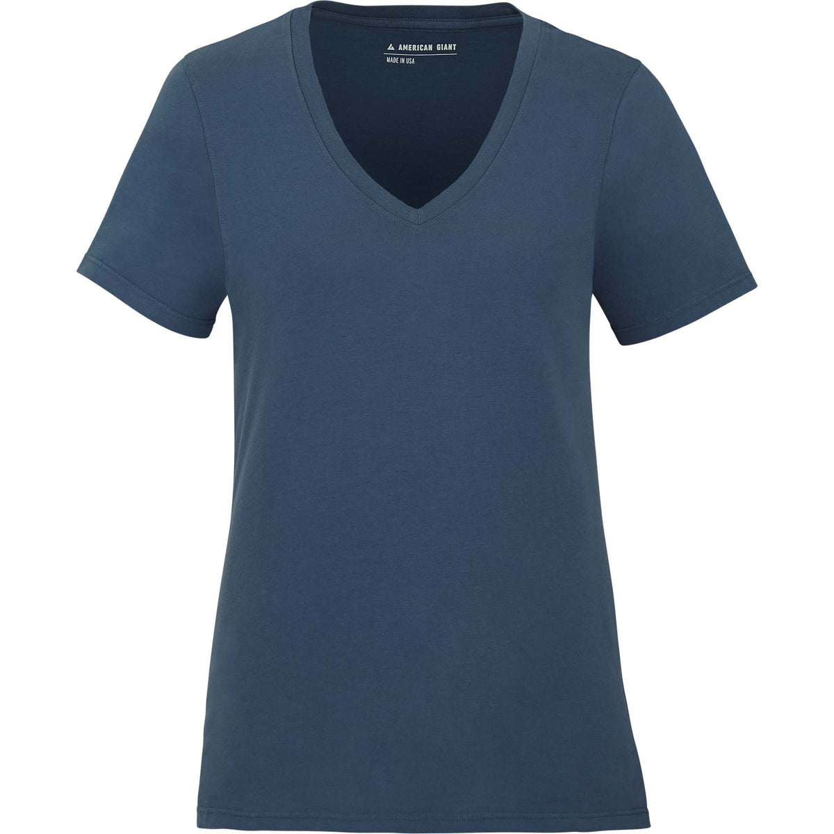 American Giant Classic V-Neck Tee in Supima Cotton for Women Transfer - Washed Navy - Front