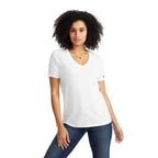 American Giant Classic V-Neck Tee in Supima Cotton for Women Transfer - White - Front On Model 2